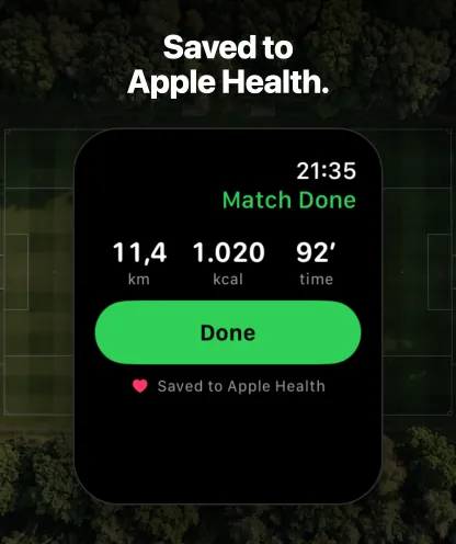 Match done and saved to Apple Health